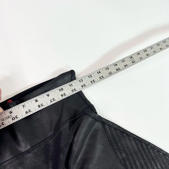 Spanx Leggings Womens Small Very Black Edgy Nylon Blend Faux Leather Moto Leggin - Picture 11 of 12